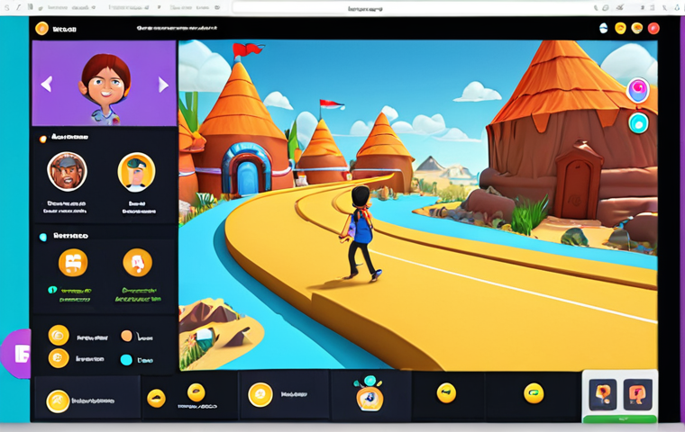 **

A vibrant, interactive online learning platform interface. Features include personalized learning paths (represented by winding roads or customizable avatars), gamified elements (badges, progress bars turning into treasure chests), and collaborative spaces (a bustling forum with diverse faces represented as icons).  Focus is on bright colors and a sense of playfulness.

**